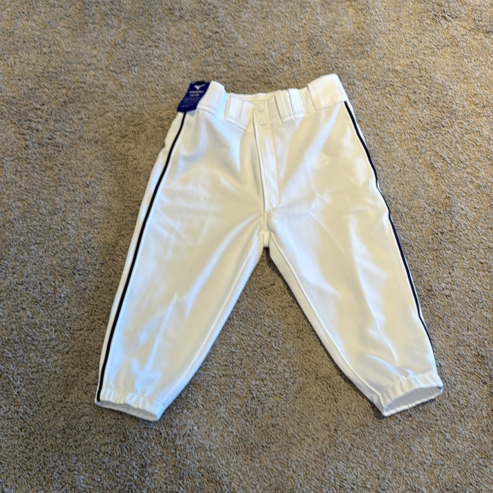 Mizuno Baseball Short Pants Mens Medium NWT White/Navy Piping